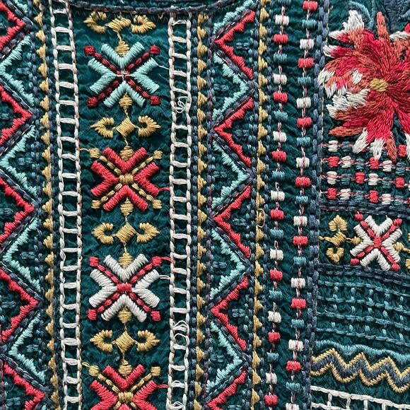 Johnny Was Teal Blue Embroidered Tunic Top Size Medium - Picture 7 of 8